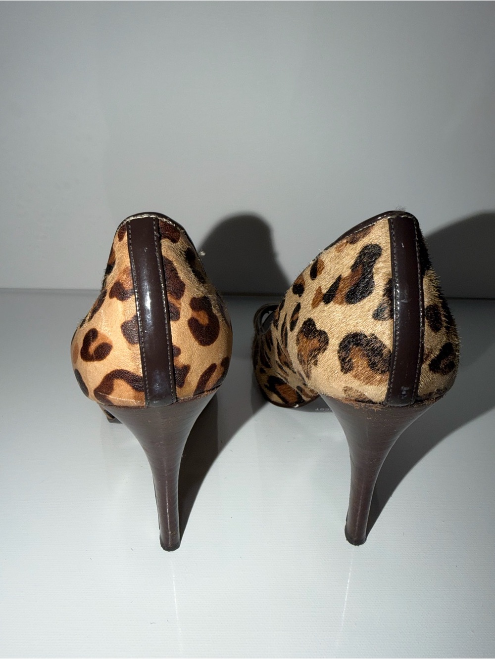 Nine West Leopard Print Peep-Toe Stilettos - Brown/Black - Picture 5 of 10